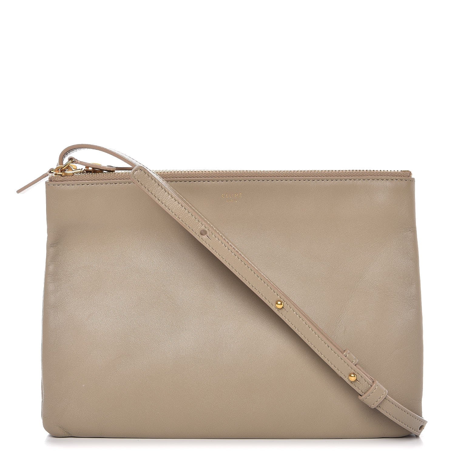 Celine Lambskin Large Trio Crossbody Bag Beige 1 of 11