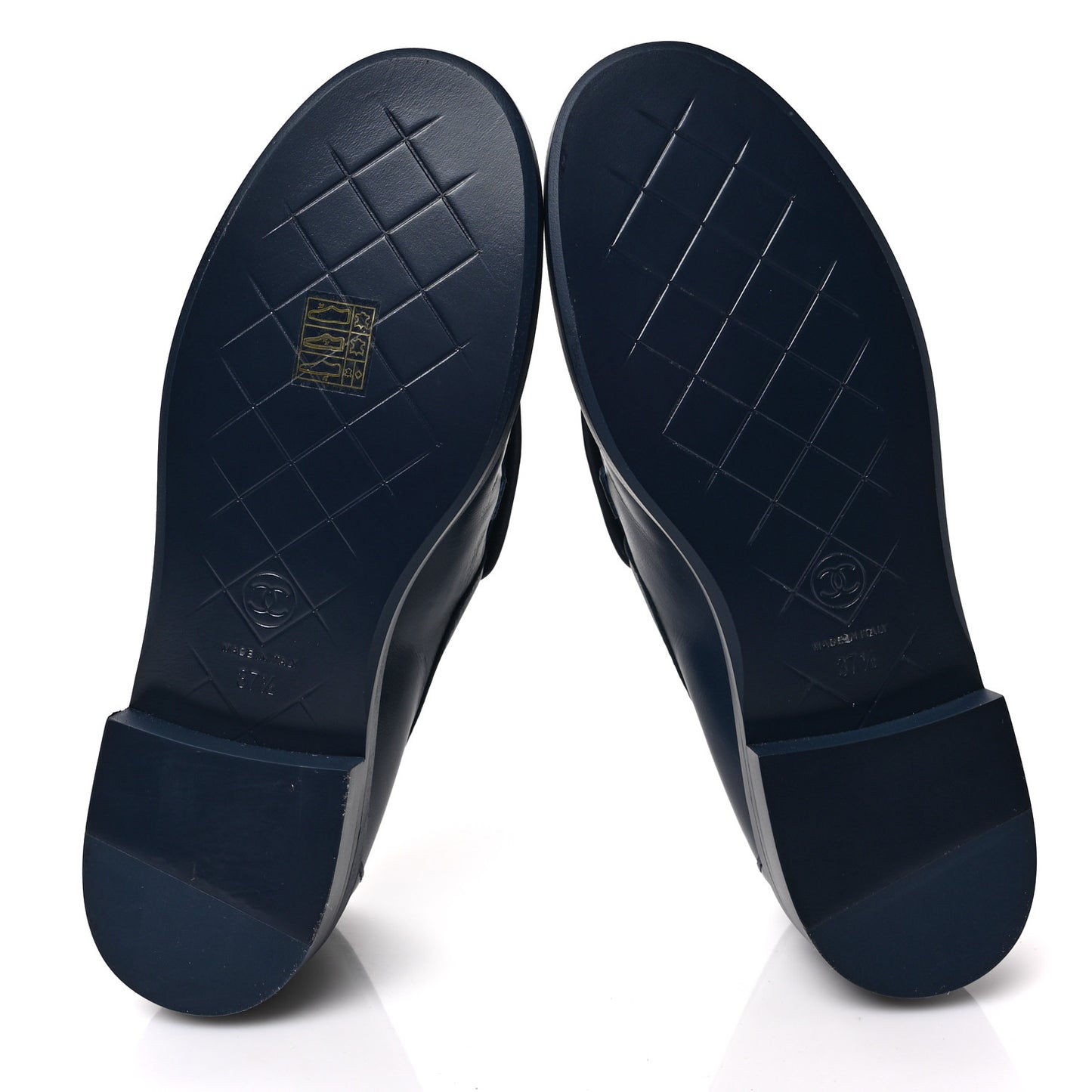 Lambskin Quilted CC Turnlock Loafers 37.5 Navy