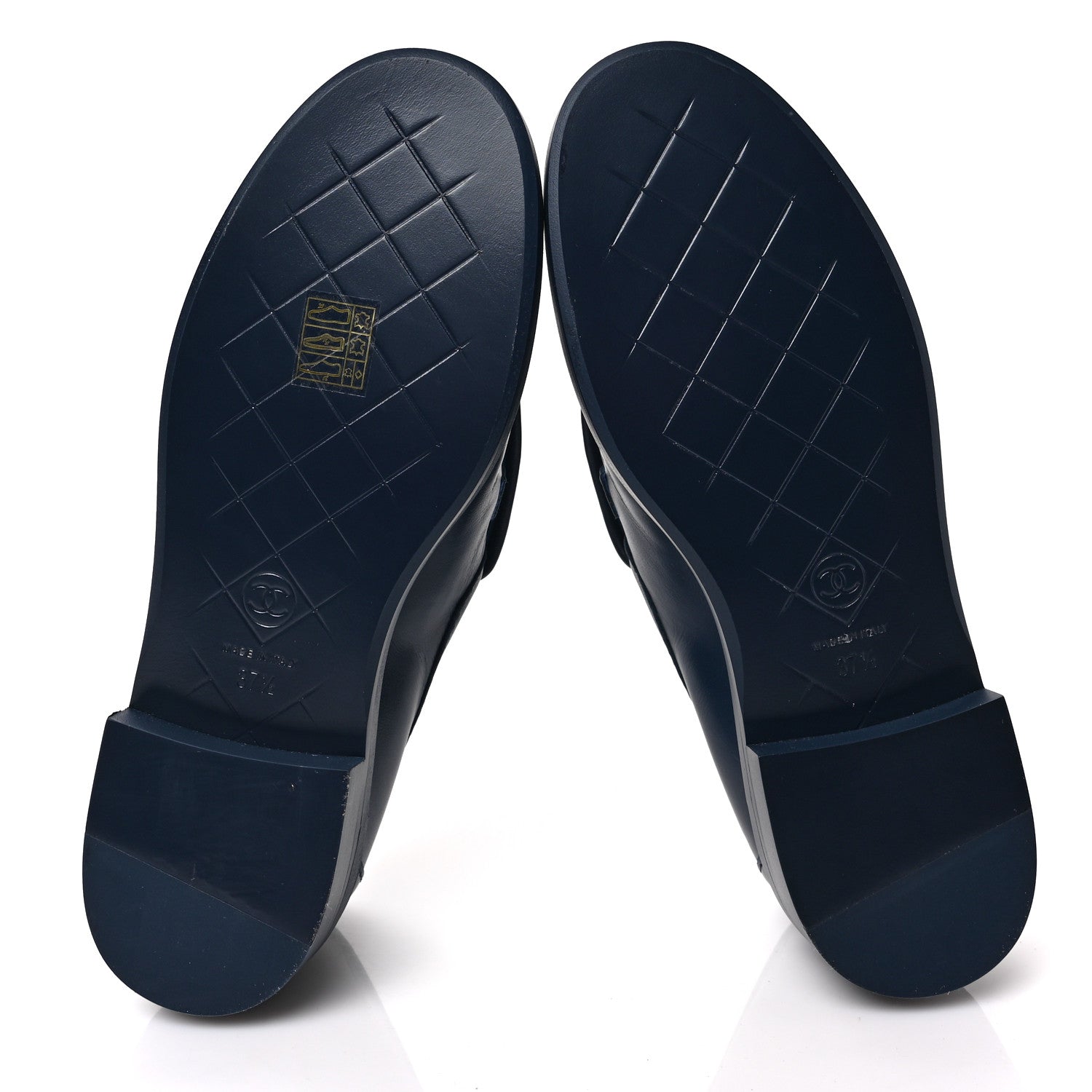 Chanel Lambskin Quilted CC Turnlock Loafers 37.5 Navy 5 of 7