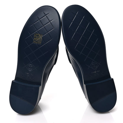 Chanel Lambskin Quilted CC Turnlock Loafers 37.5 Navy 5 of 7