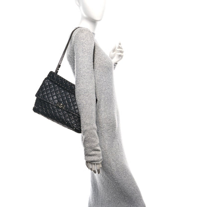 Valentino Garavani Craquele Nappa Large Rockstud Spike Shoulder Bag Black 2 of 9
