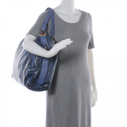 Gucci Python Bamboo Bar Large Tote Blue 2 of 8