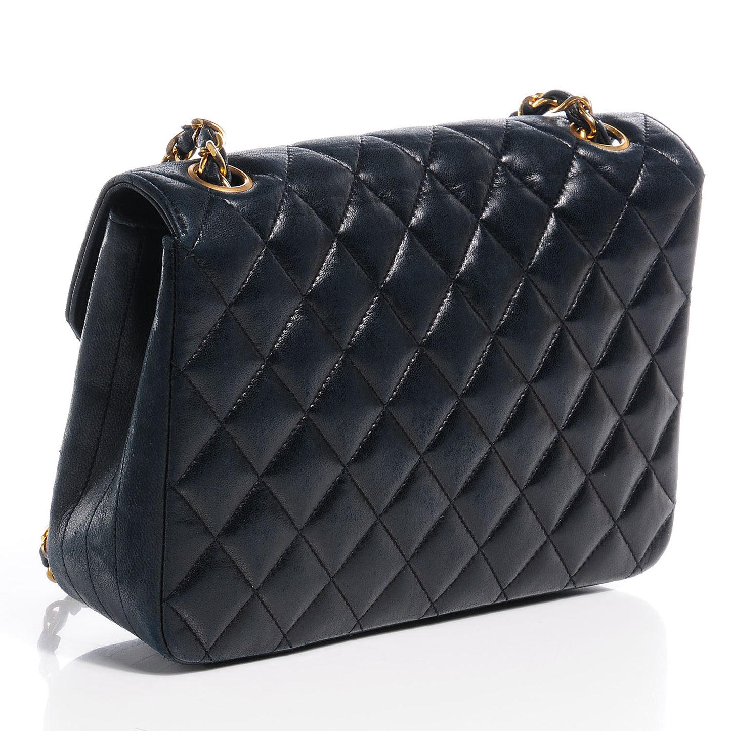 Lambskin Small Single Flap Navy