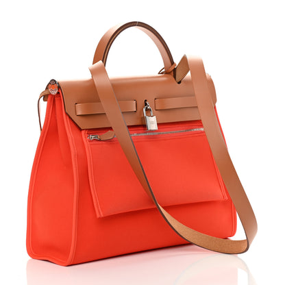 Hermes Vache Hunter Toile Militaire Herbag Zip 31 PM Bougainvillea Fauve 4 of 16