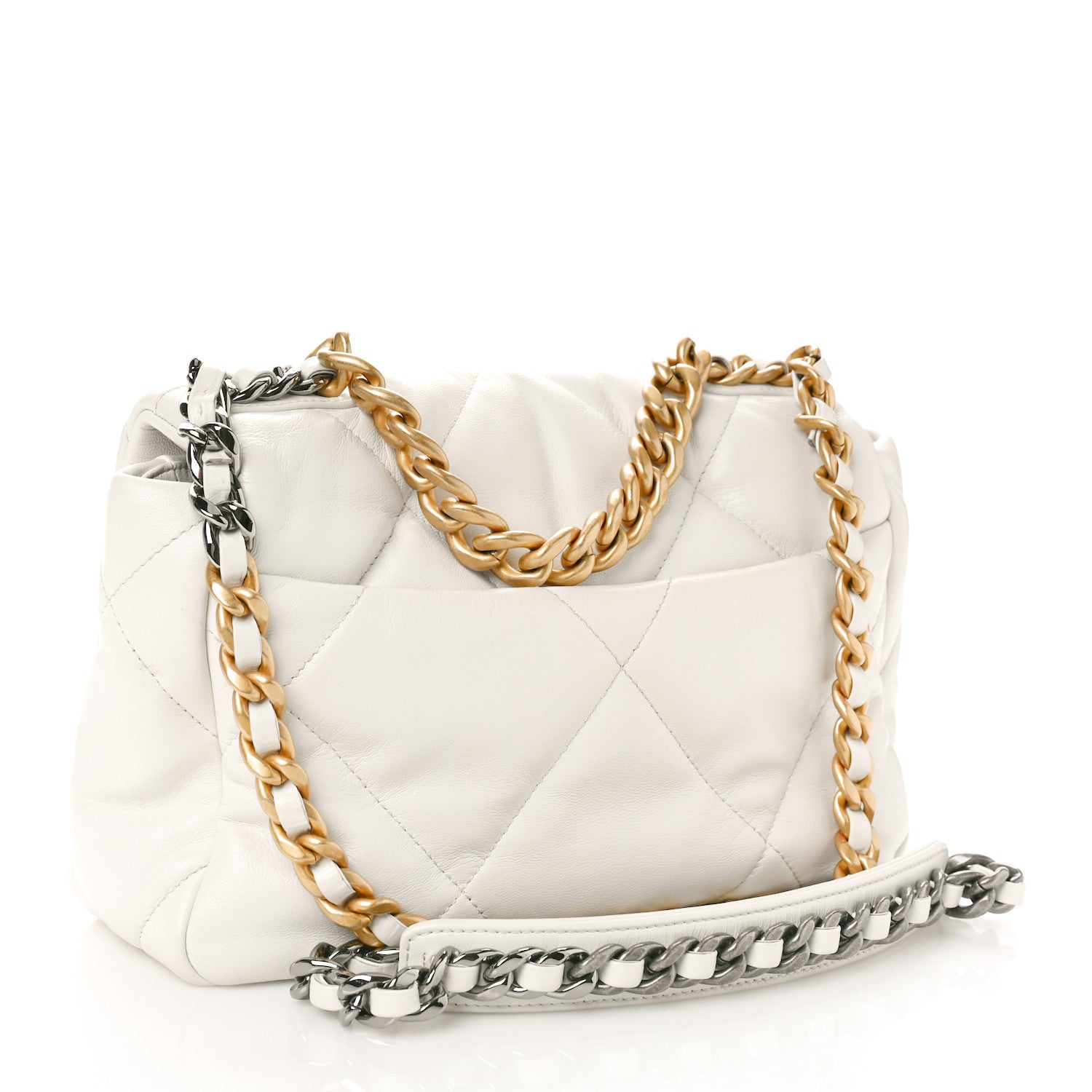 Chanel Goatskin Quilted Medium Chanel 19 Flap White 2 of 9