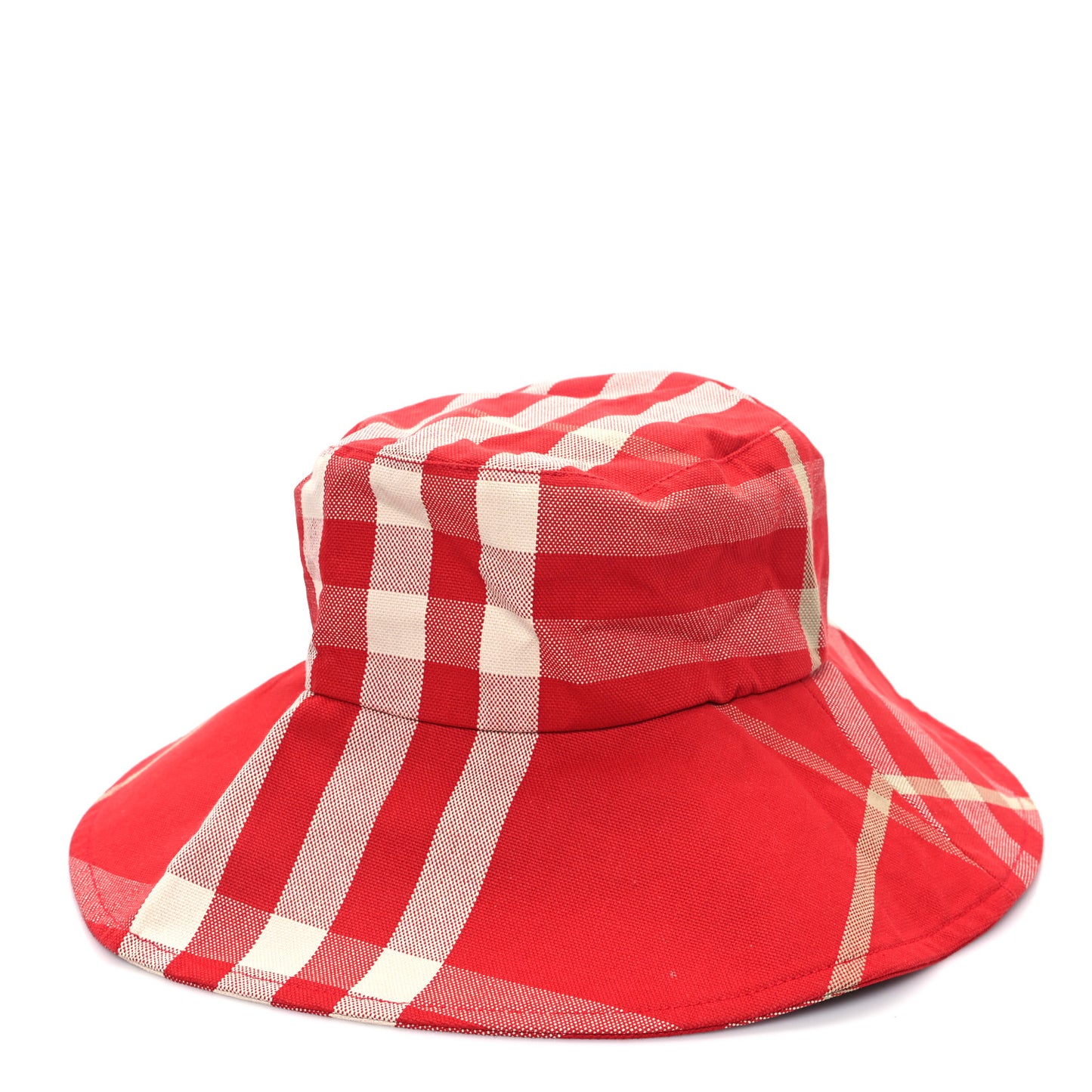 Technical Cotton Vintage Check Wide Brim Bucket Hat L Red