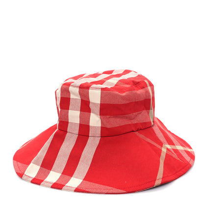 Burberry Technical Cotton Vintage Check Wide Brim Bucket Hat L Red 1 of 10