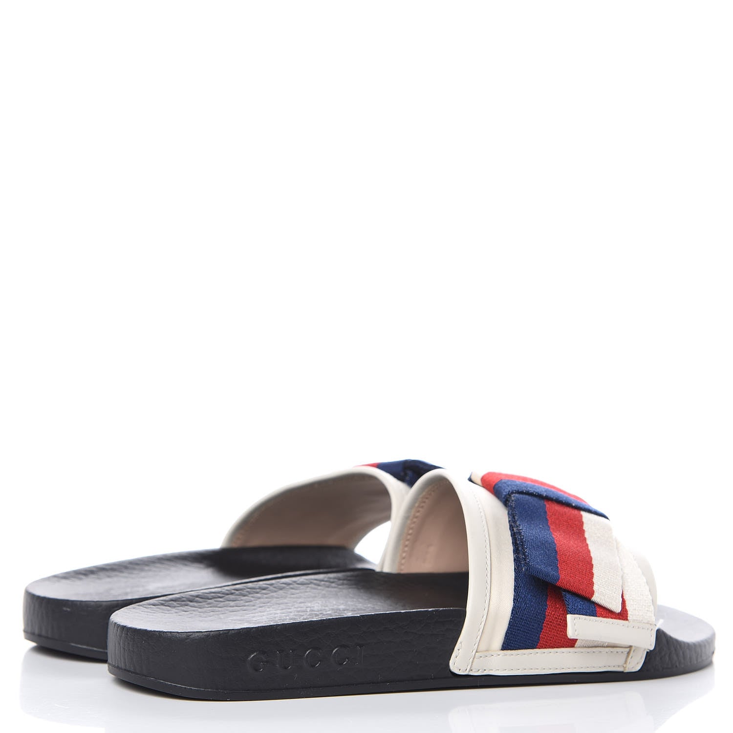 Gucci Satin Web Sylvie Bow Slide Sandals 36 White 4 of 8