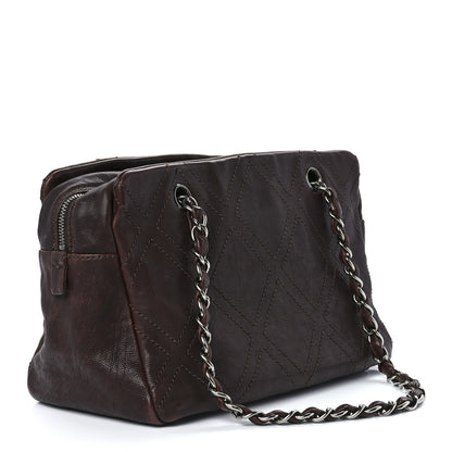 Chanel Calfskin Large Diamond Stitch Tote Brown 3 of 14