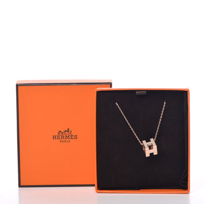 Hermes Rose Gold Lacquered Cage d'H Necklace Marron Glace 7 of 7