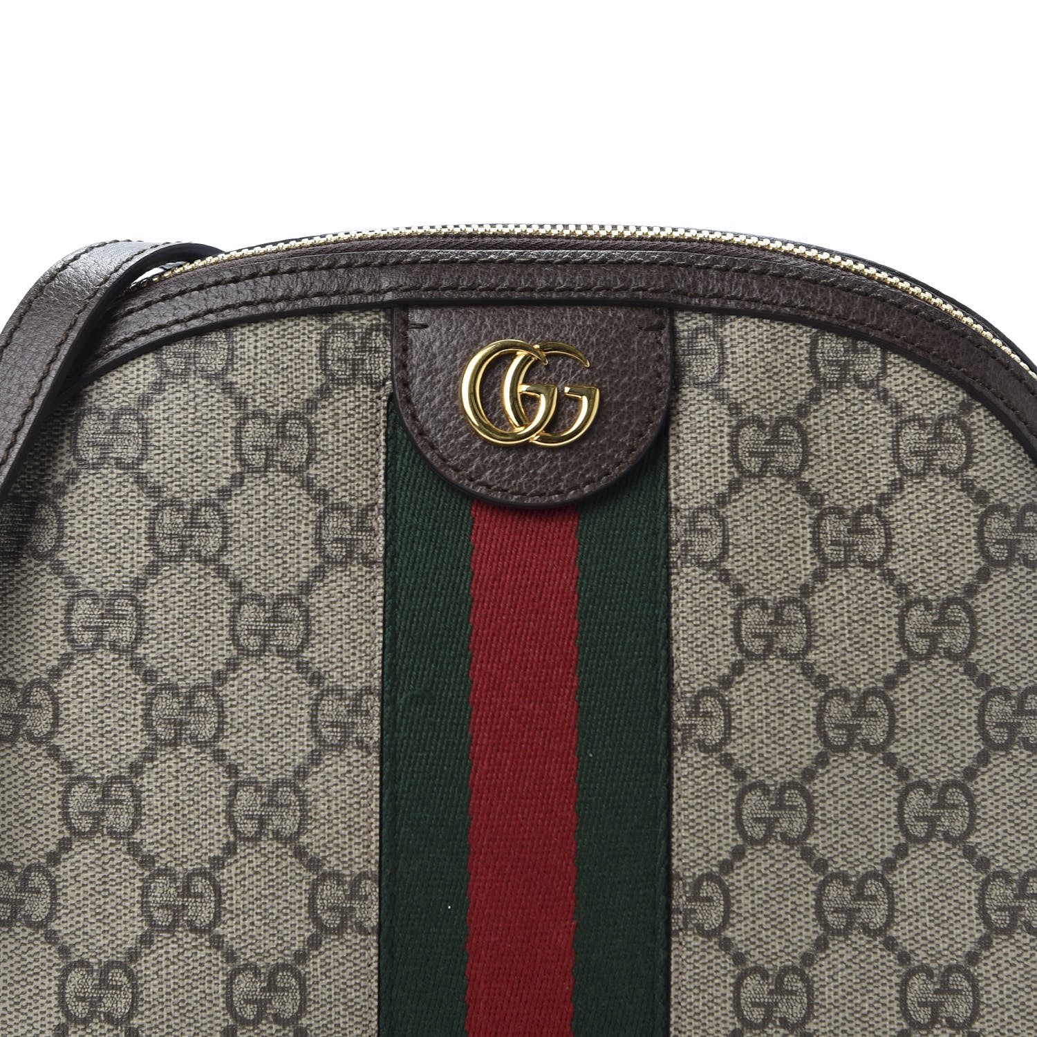 Gucci GG Supreme Monogram Textured Dollar Calfskin Web Small Ophidia Dome Shoulder Bag Beige Ebony New Acero 11 of 11