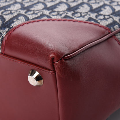 Christian Dior Denim Calfskin Monogram Tote Navy Blue Red 10 of 12