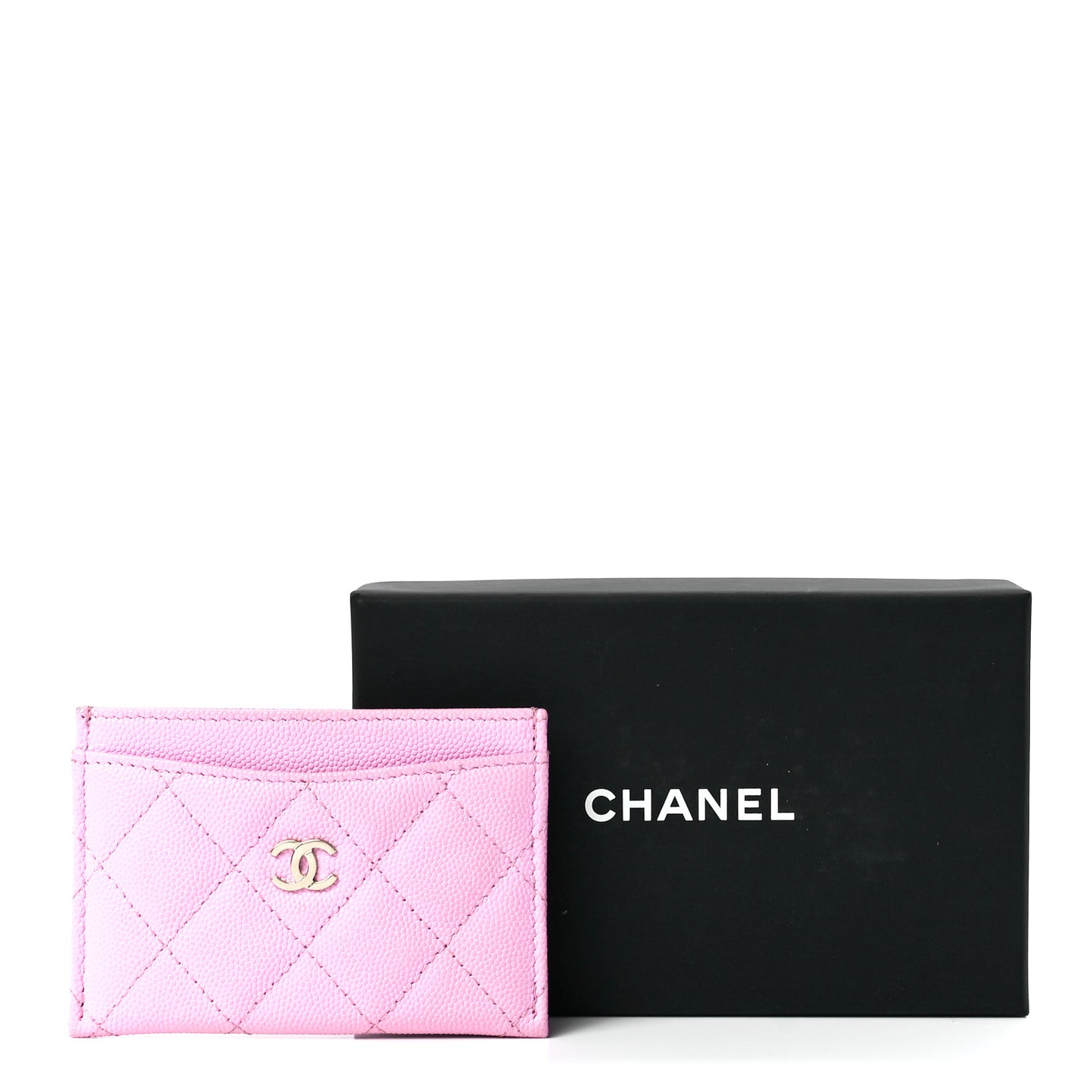 Caviar Quilted Card Holder Pink