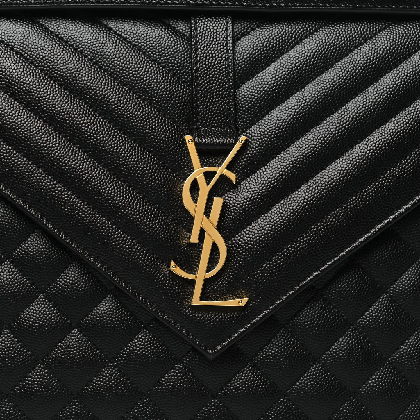 Grain De Poudre Textured Mixed Matelasse Large Triquilt Monogram Satchel Black