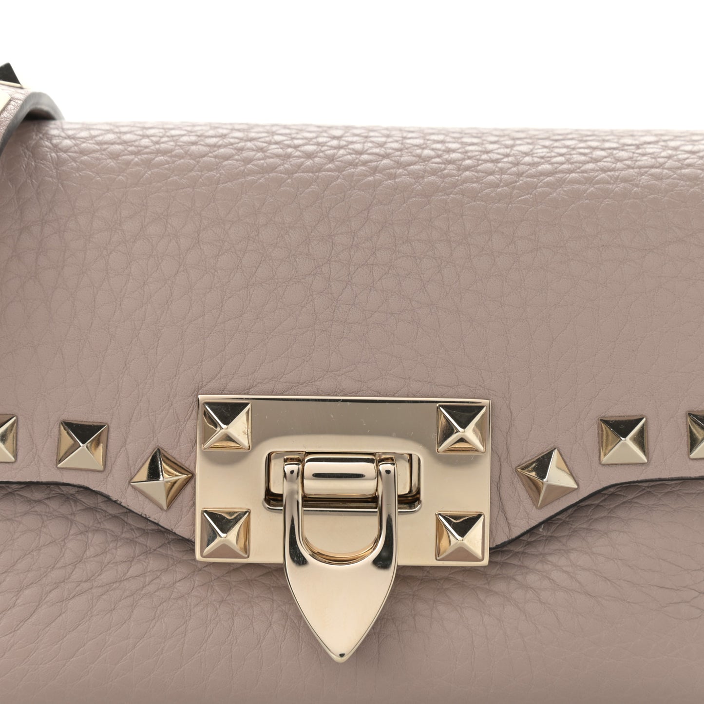 Pebbled Calfskin Mini Rockstud Crossbody Bag Poudre