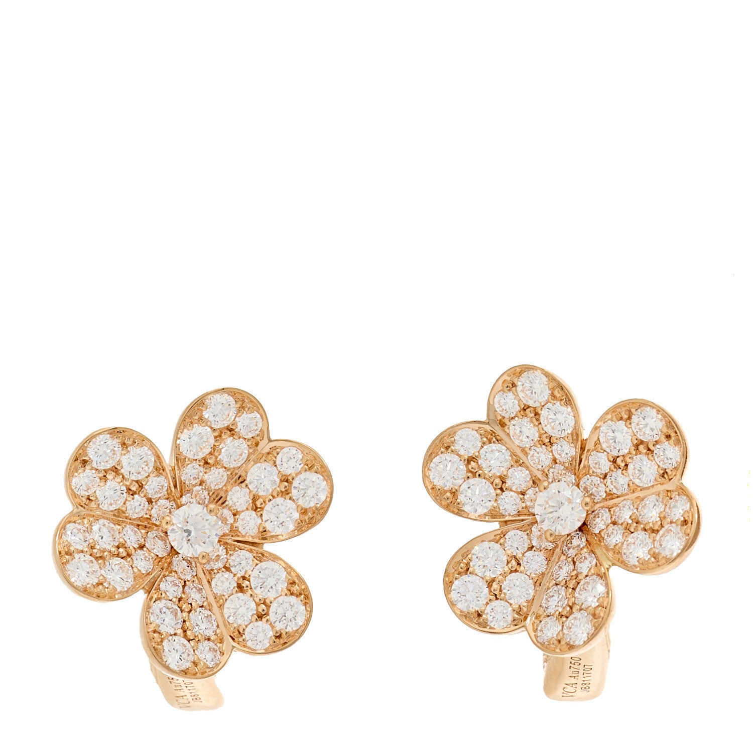 Van Cleef & Arpels 18K Rose Gold Diamond Small Frivole Pave Earrings 1 of 4