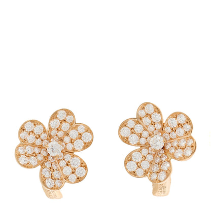Van Cleef & Arpels 18K Rose Gold Diamond Small Frivole Pave Earrings 1 of 4