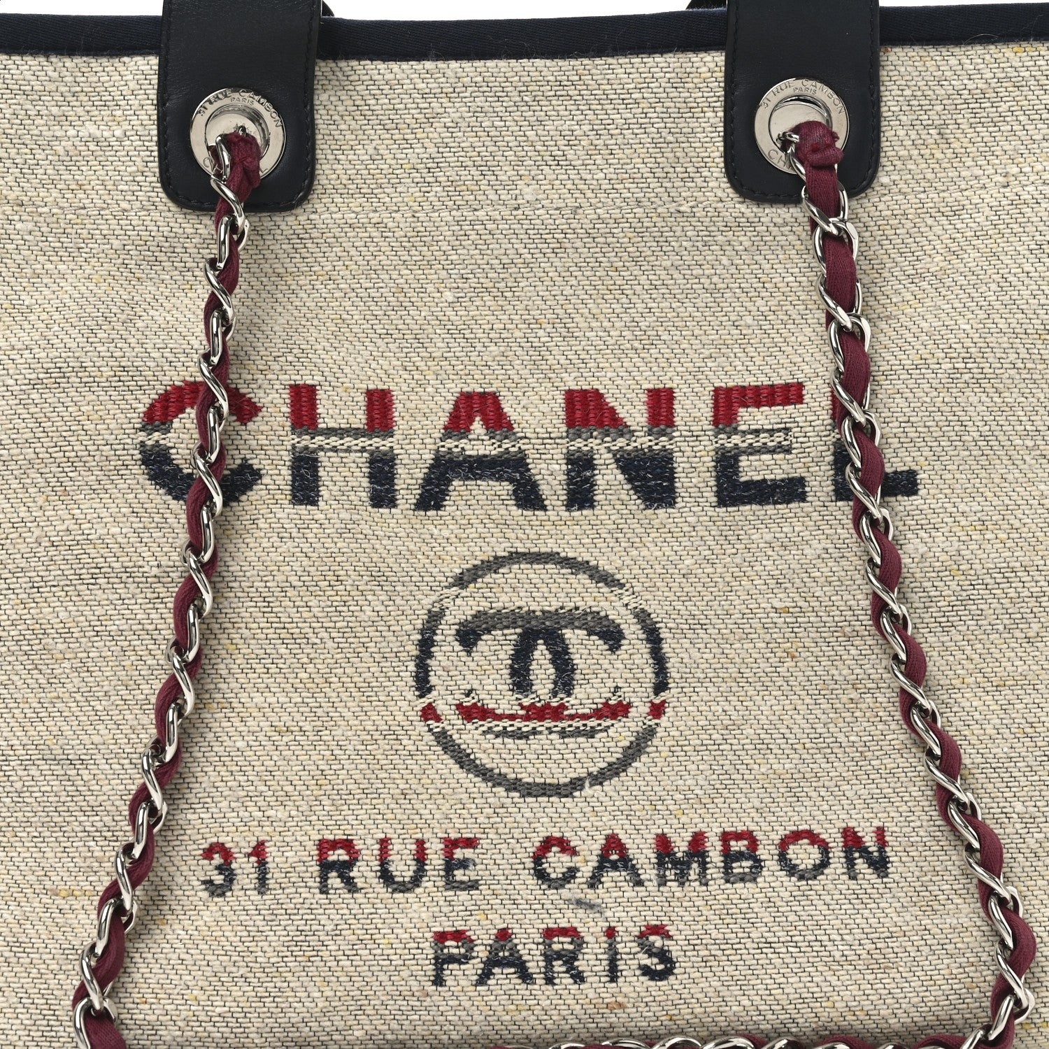 Chanel Striped Canvas Small Deauville Tote Beige 8 of 10