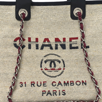 Chanel Striped Canvas Small Deauville Tote Beige 8 of 10