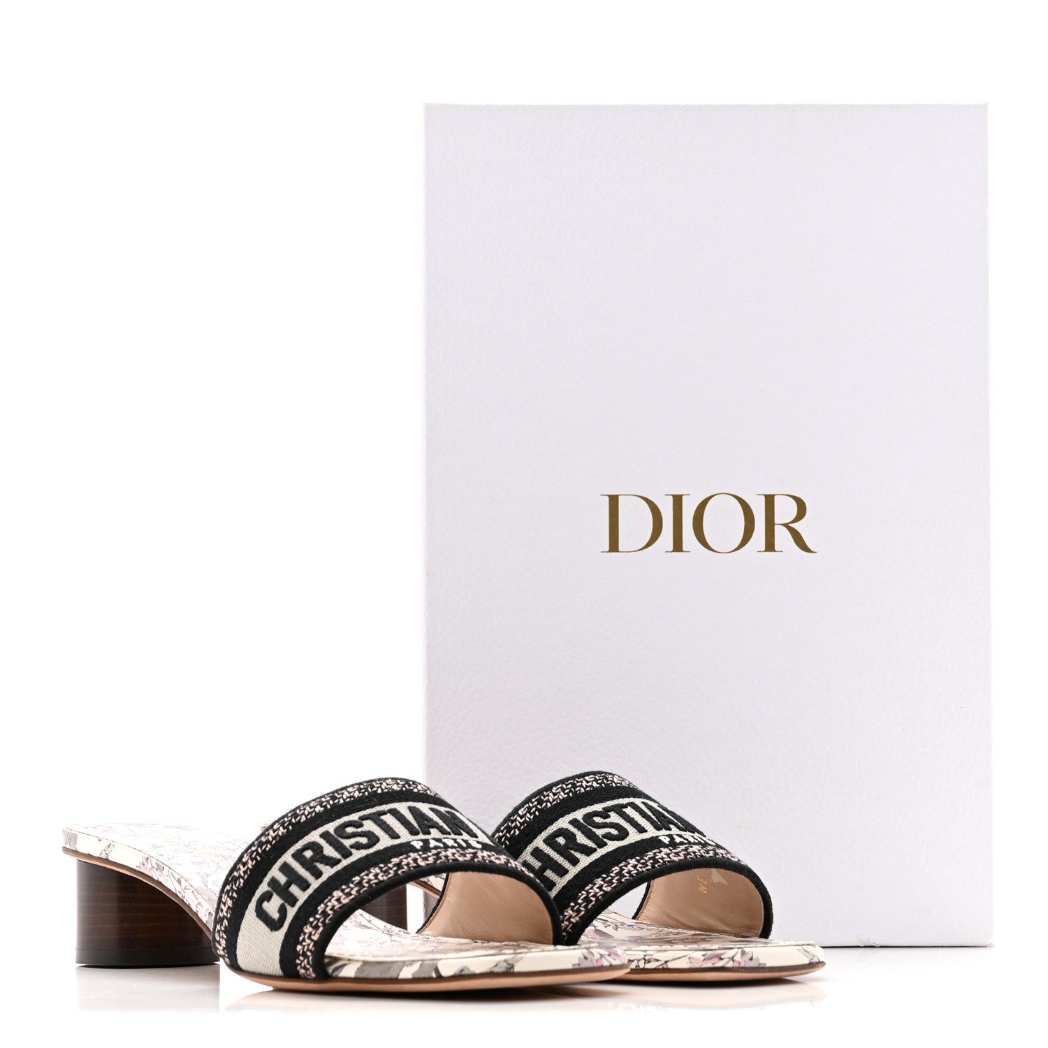 Christian Dior Canvas Embroidered D-Floral Dway 35mm Slide Sandals 39.5 White Multicolor 10 of 10