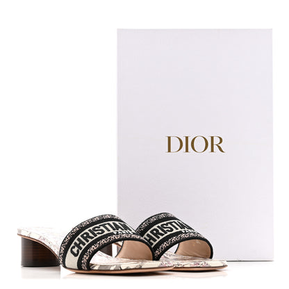 Christian Dior Canvas Embroidered D-Floral Dway 35mm Slide Sandals 39.5 White Multicolor 10 of 10