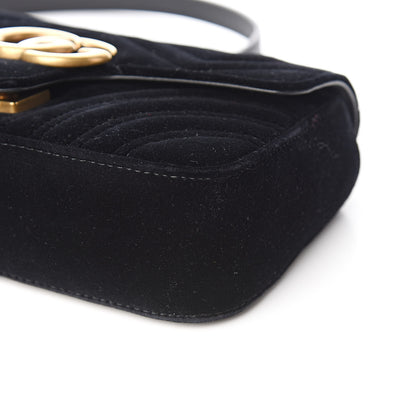 Gucci Velvet Matelasse Mini GG Marmont Shoulder Bag Black 9 of 11