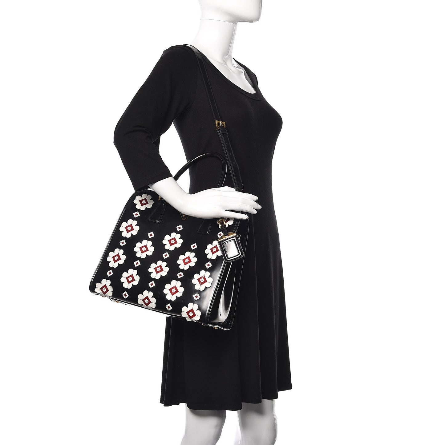 Spazzolato Floral Shopper Black White