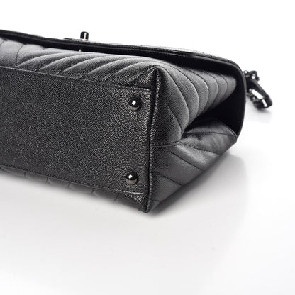 Chanel Caviar Chevron Quilted Small Coco Handle Flap So Black 6 of 10