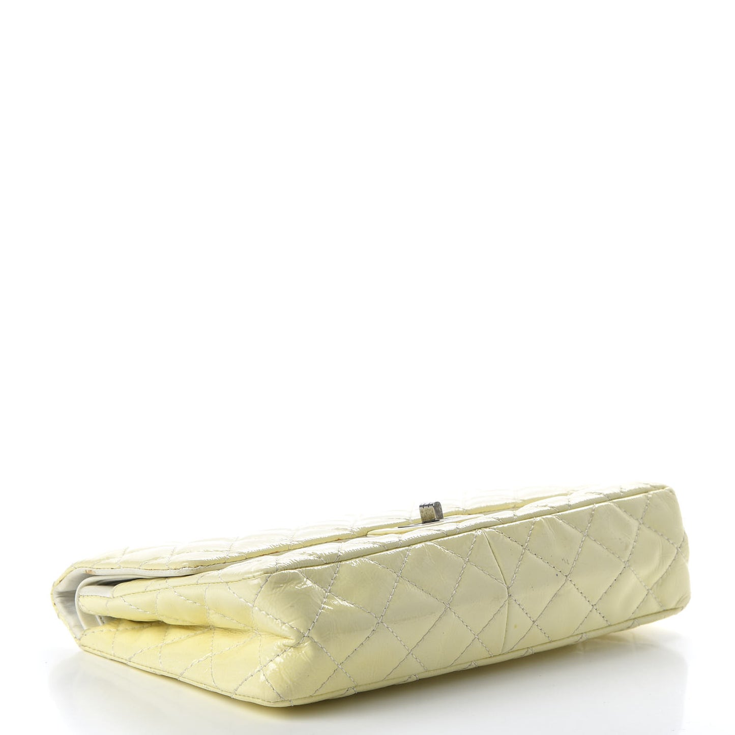 Distressed Patent Quilted 2.55 Reissue Flap 227 White