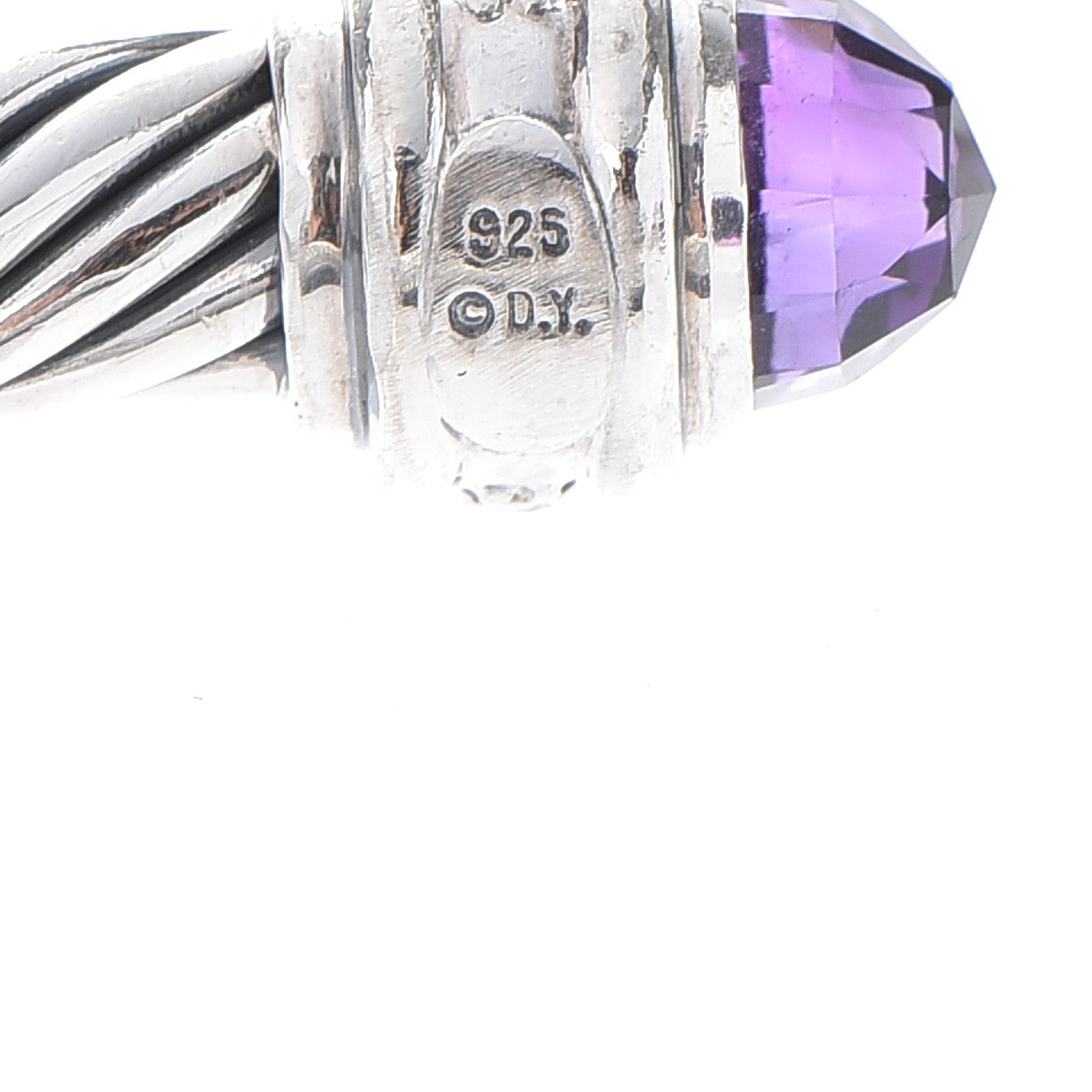 David Yurman Sterling Silver Diamond Amethyst 7mm Cable Classics Bracelet 5 of 6