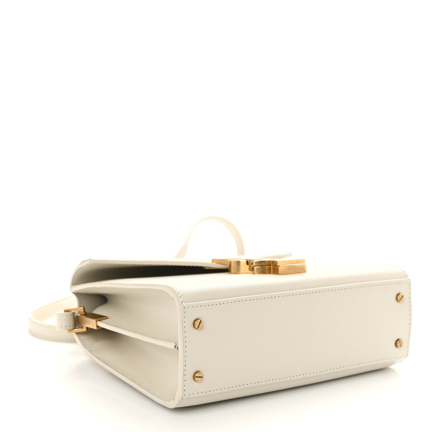 Saint Laurent Grain de Poudre Mini Classic Monogram Cassandra Top Handle Vintage White 3 of 8