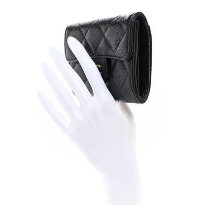 Chanel Caviar Quilted Flap Card Holder Wallet Black 2 of 9