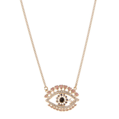 Chanel Resin Crystal Glass Eye Pendant Necklace Gold Multicolor 1 of 4