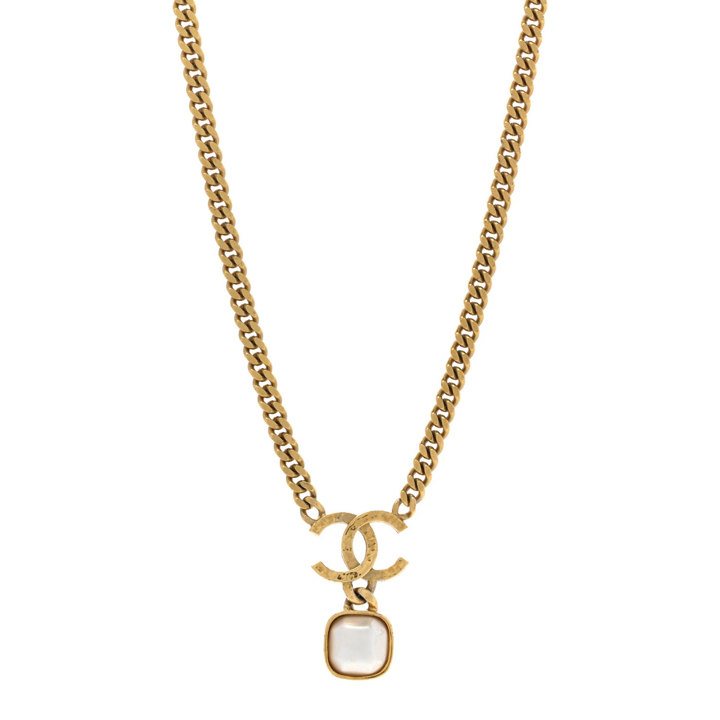 Metal Natural Stones CC Necklace Pearly White Gold