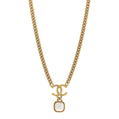 Chanel Metal Natural Stones CC Necklace Pearly White Gold 1 of 7