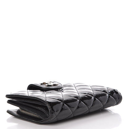 Chanel Patent Quilted Brilliant Zipped Pocket Wallet Black 4 of 8