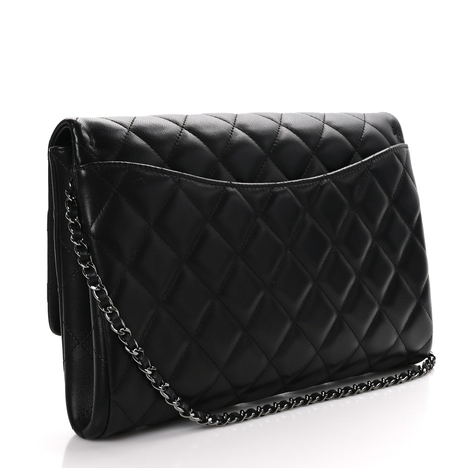 Chanel Lambskin Quilted Clutch with Chain Flap Black 3 of 10