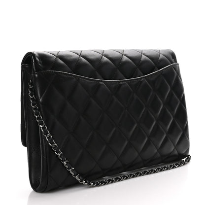Chanel Lambskin Quilted Clutch with Chain Flap Black 3 of 10