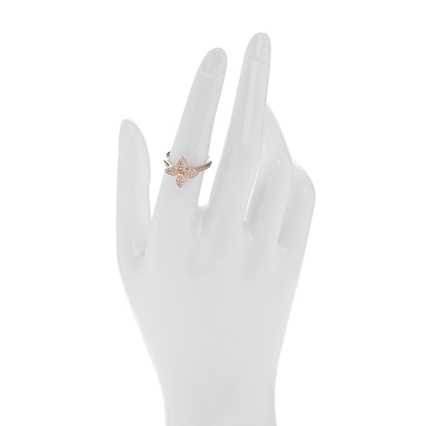 18K Pink Gold Diamond Star Blossom Ring 53 6.5