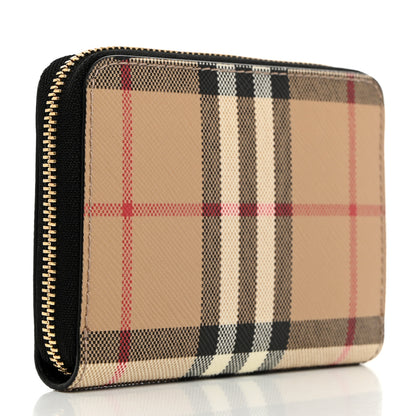 Burberry E-Canvas Vintage Check Mini Zip Around Wallet Birch Black 3 of 6