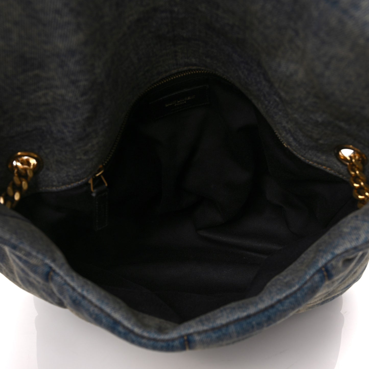 Denim Quilted Medium Loulou Puffer Monogram Chain Satchel Blue Cinnamon