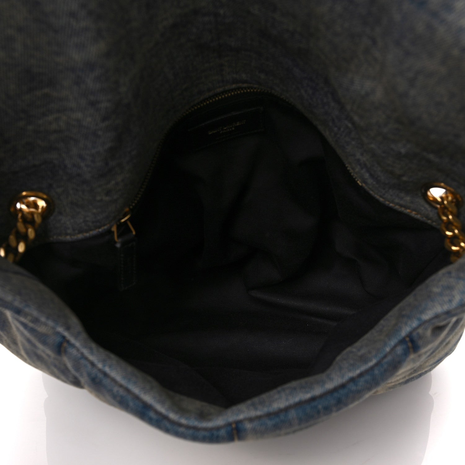 Saint Laurent Denim Quilted Medium Loulou Puffer Monogram Chain Satchel Blue Cinnamon 4 of 6