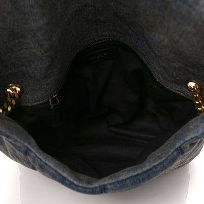 Saint Laurent Denim Quilted Medium Loulou Puffer Monogram Chain Satchel Blue Cinnamon 4 of 6