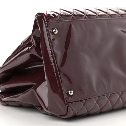 Chanel Patent Quilted Maxi Just Mademoiselle Bowling Bag Burgundy 9 of 11