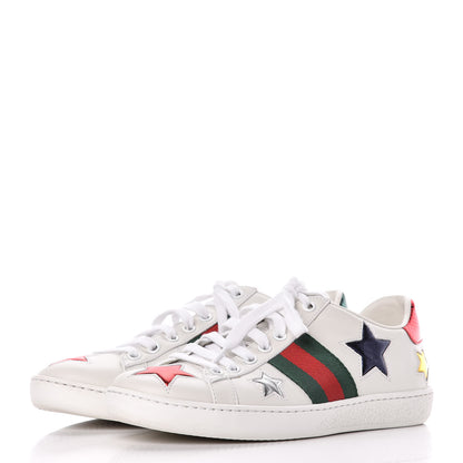 Gucci Calfskin Ayers Web Star Embroidered Womens Ace Sneakers 36 White Multi 3 of 11