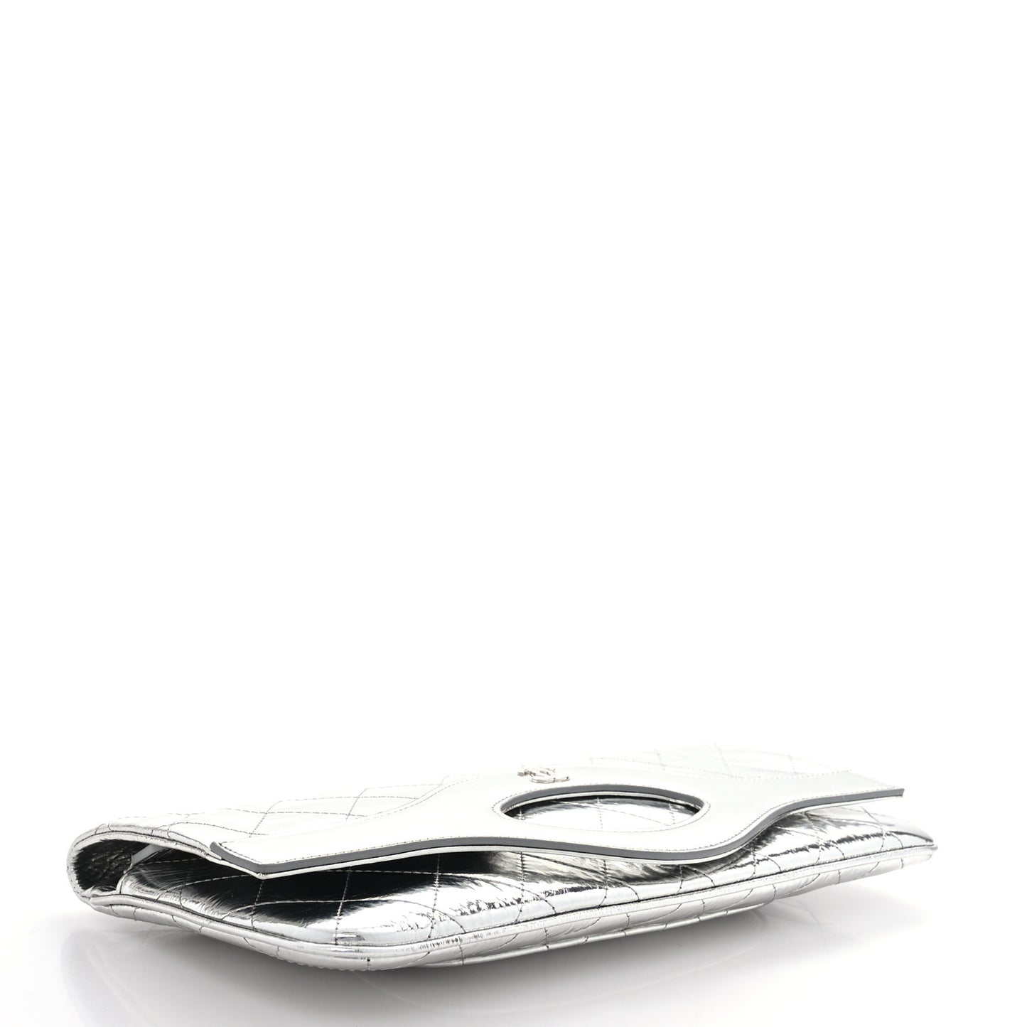 Metallic Crumpled Calfskin Small 31 Pouch Silver