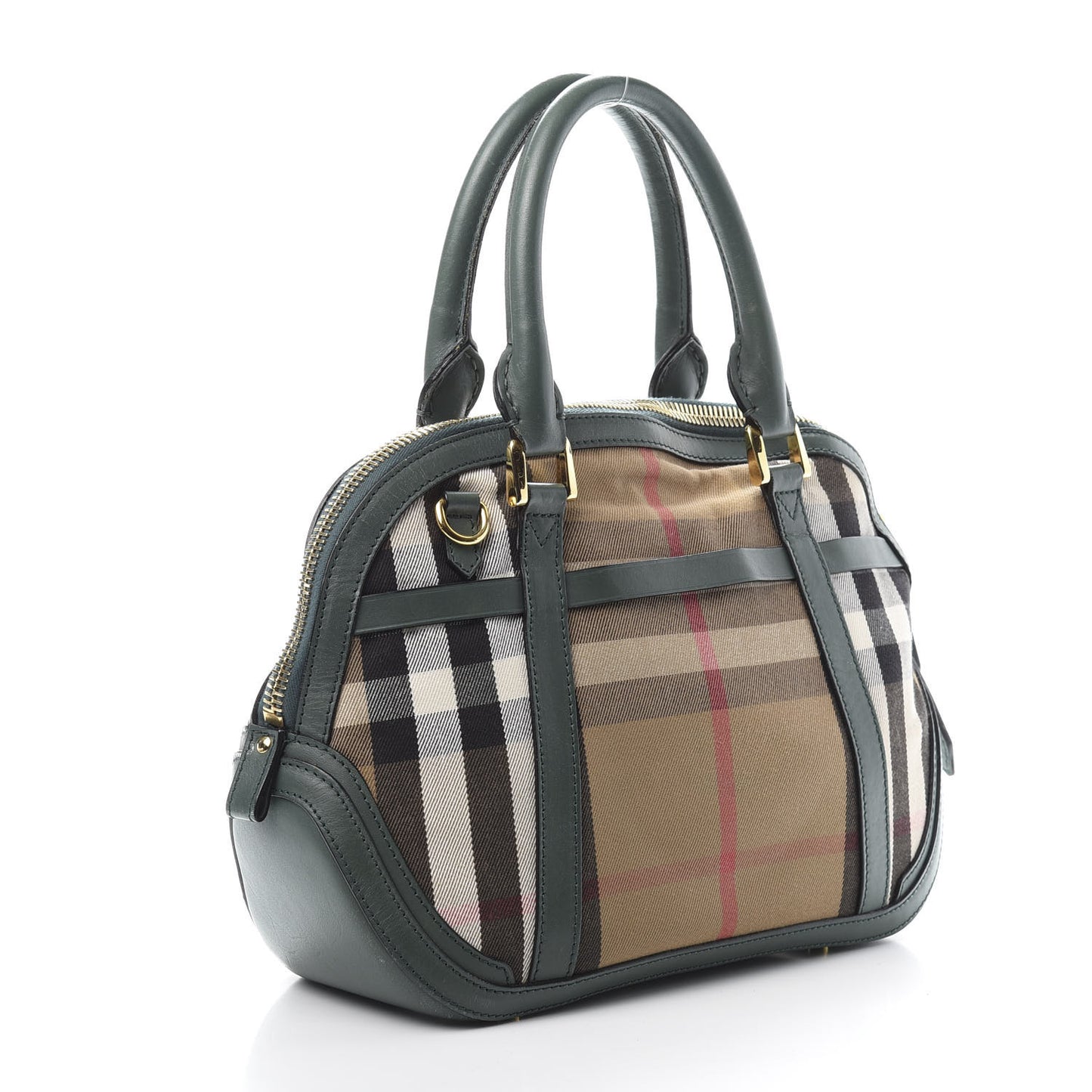 Bridle Calfskin House Check Small Orchard Bowling Bag Green