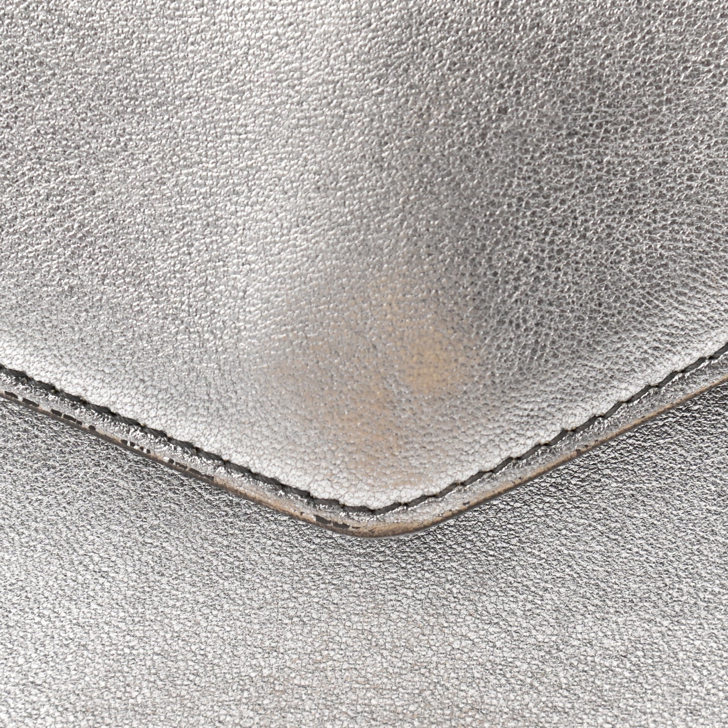 Metallic Calfskin Y-Mail Clutch Silver