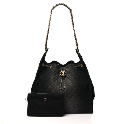 Chanel Washed Denim Quilted Medium Chanel 25 Handbag Black 3 of 11