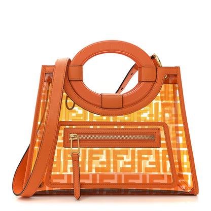 Fendi TPU FF Vitello Century Plexiglass Small Runaway Shopper Tote Aranciata 1 of 17
